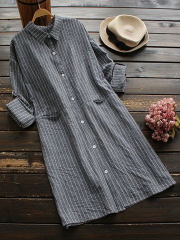 Basic Women Striped Turn-Down Collar Long Sleeve Blouses look not only special, … Basic Women Striped Turn-Down Collar Long Sleeve Blouses look not only special, …