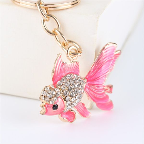 Pink Goldfish Fish Rhinestone Jewelry Crystal Pendant Charm Purse Key Chain Gift Pink Goldfish Fish Rhinestone Jewelry Crystal Pendant Charm Purse Key Chain Gift