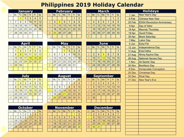 philippines 2019 printable calendar download 2020 yearly calendar with holidays