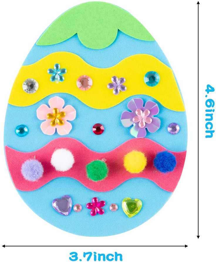 MALLMALL6 18pcs Easter Egg Craft Kit with 18 Eggs EVA Sticker and