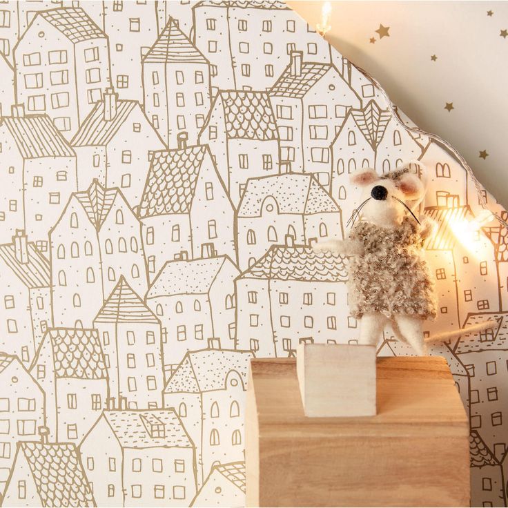 Papier peint papier Pretty Lili Maison blanc & or
