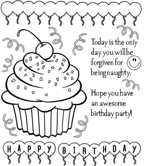 images of coloring pages for birthday cards - photo #32