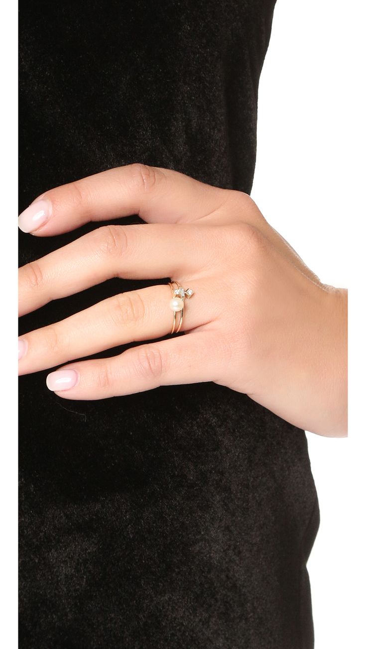 Zoe Chicco Women's 14k Gold Freshwater Cultured Pearl Stacking Ring Zoe Chicco Women's 14k Gold Freshwater Cultured Pearl Stacking Ring