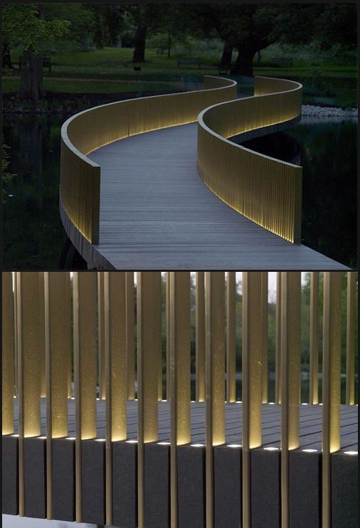 minimalist lighted slat bridge railing outdoor lighting warm led outdoor lights