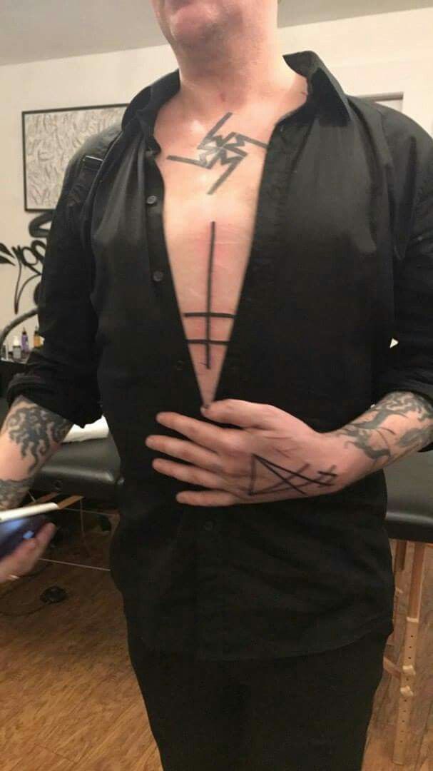 Marilyn Manson Chest Tattoos