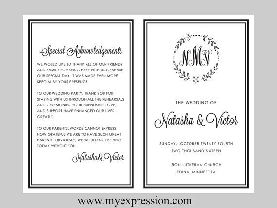 microsoft office wedding program template
