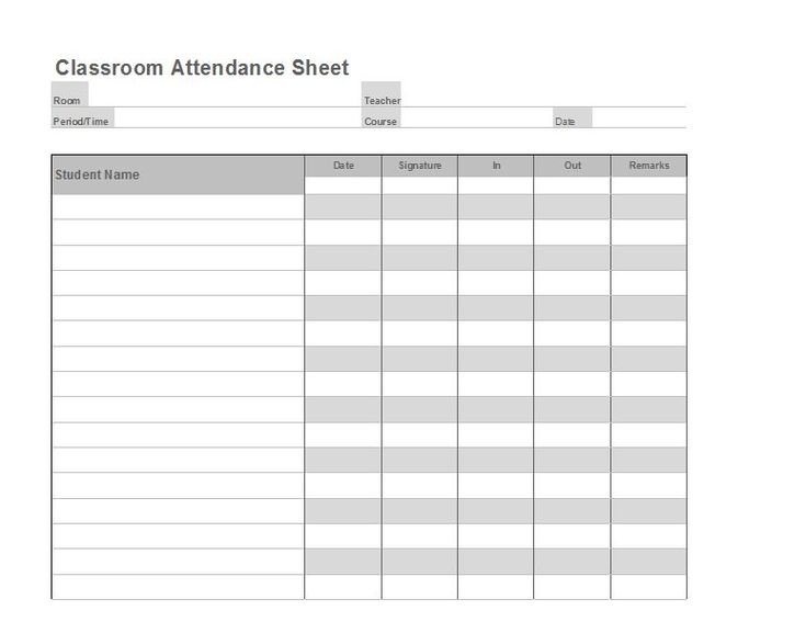 teachers attendance sheet