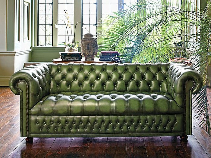 Chesterfield Green leather chesterfield sofa, Green leather sofa