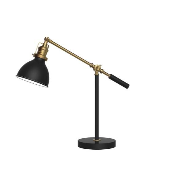 19 75 In Matte Black And Antique Brass Industrial Balance Desk Lamp Lamps Desk Lamp, Hampton Bay Table Lamps