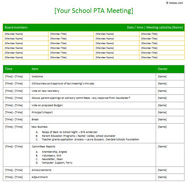 The 25 Best Meeting Agenda Template Ideas On Pinterest Team Meeting Agenda Effective Pta Website Template