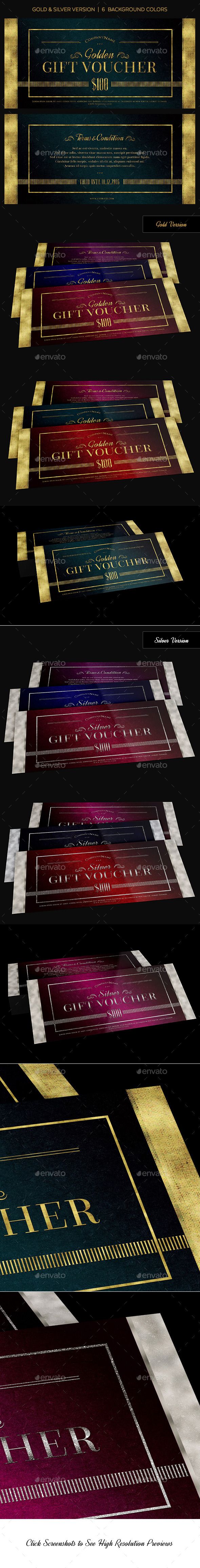 Gold & Silver Gift Voucher Template PSD #design Download: http://graphicriver.net/item/gold-silver-gift-voucher/14036423?ref=ksioks