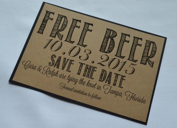 free beer save the date cards funny kraft rustic save the date cards
