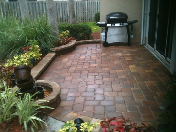 Love The Fountain In Corner Patio Pavers Design Garden Stones Patio Pavers Design, Small Brick Paver Patio Ideas