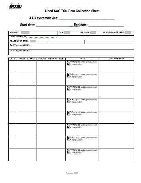 36 best aac at data collection forms images on pinterest speech pecs data sheets