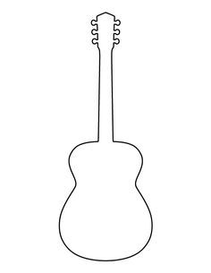 Acoustic guitar pattern. Use the printable outline for crafts, creating stencils, scrapbooking, and more. Free PDF template to download and print at http://patternuniverse.com/download/acoustic-guitar-pattern/