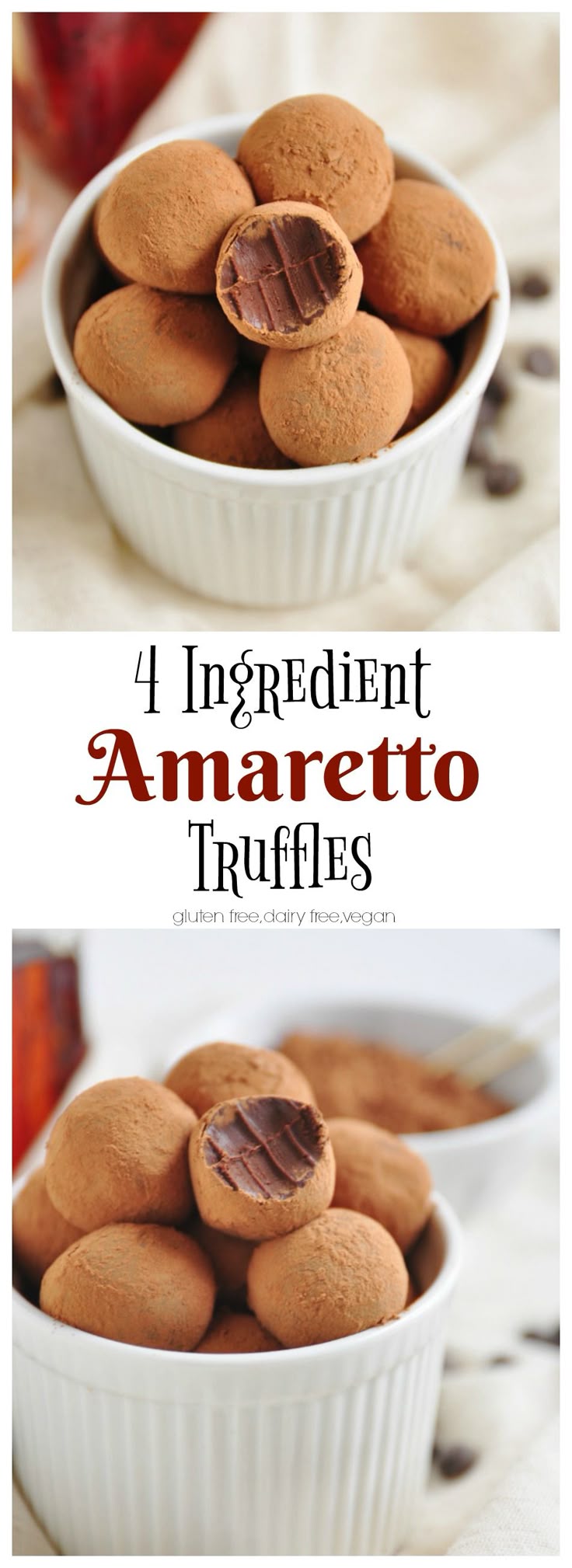 4 Ingredient Amaretto Truffles. Perfect for the holidays!