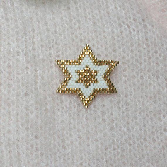 Ma bonne étoile... Broche tissée main en forme détoile en perles Miyuki 11 co...