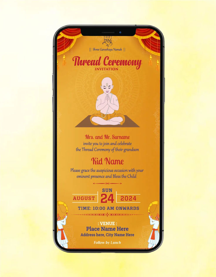 Thread Ceremony Invitation E Card Digital Thread Invitation Template Thread Ceremony Invitation E Card Digital Thread Invitation Template