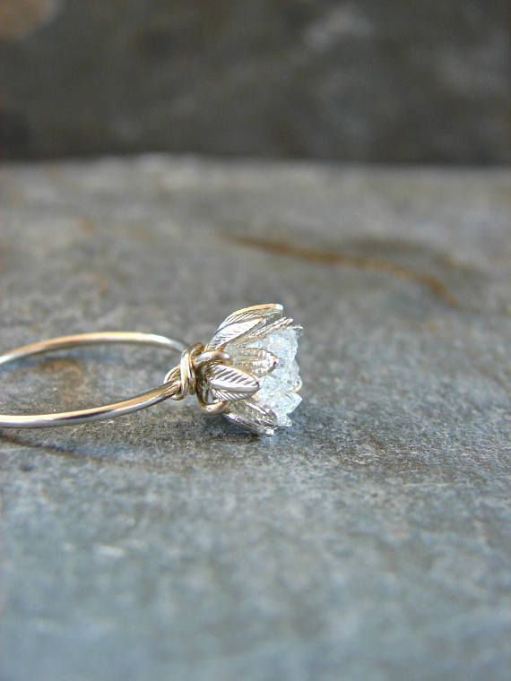 Roher Herkimer Diamant Ring, Hochzeitstag ihr, roher Kristall Ring für sie, Ver… Roher Herkimer Diamant Ring, Hochzeitstag ihr, roher Kristall Ring für sie, Ver…