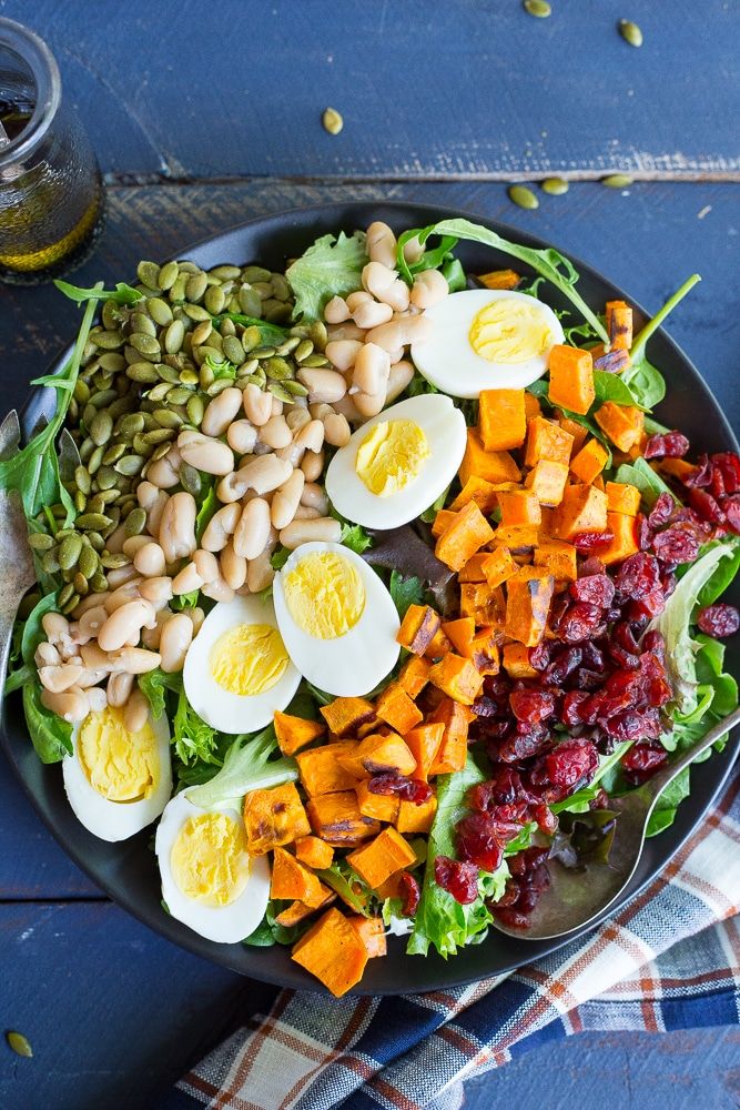 This Vegetarian Cobb Salad is loaded with lots of protein and