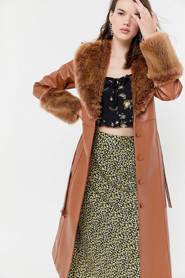 Uo Glam Faux Fur Trim Coat Urban Outfitters Clothes Uo Glam Faux Fur Trim Coat Urban, Womens Coats With Faux Fur Trim