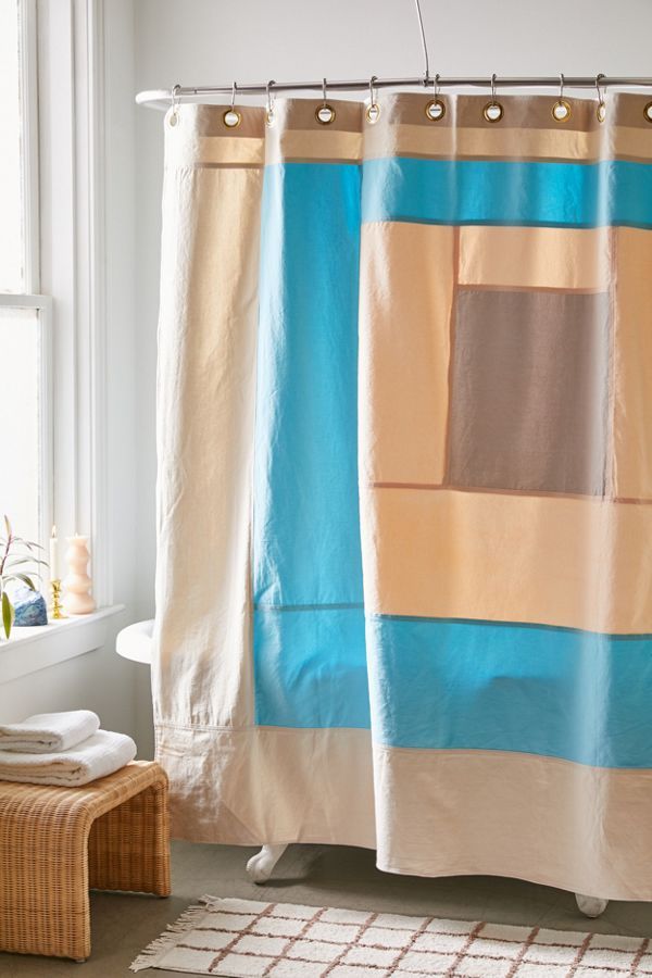 Quiet Town Marfa Colorblock Shower Curtain In 2020 Urban Outfitters Curtains Color Block Curtains Shower Curtain