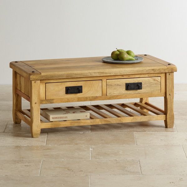Natural Solid Mango Coffee Tables 4 Drawer Table