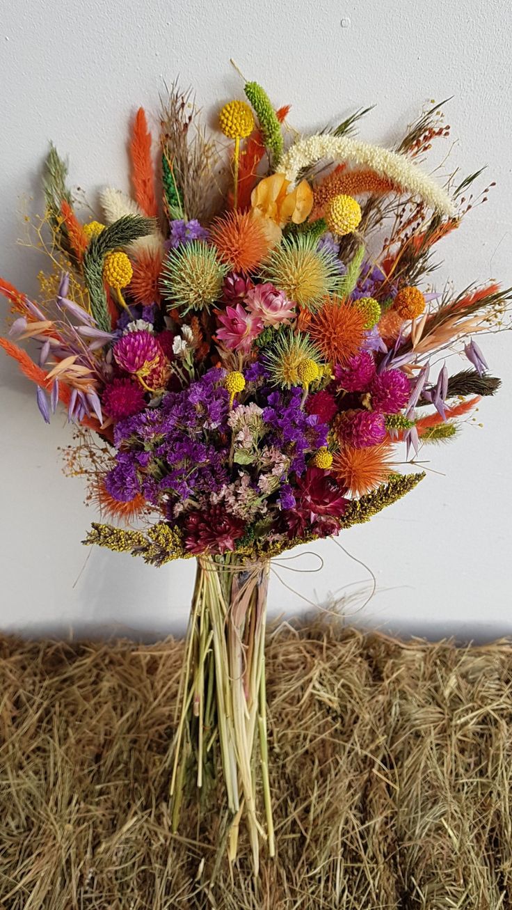 Bouquet rainbow Mix of dried flowers Rustic flower Etsy