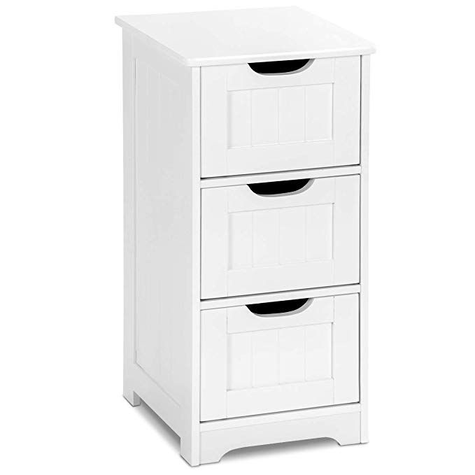 Com Tangkula Floor Cabinet 3 Drawers Wooden Storage For Home Office Living Room Bathroom Side Table Sy Bedroom Night Stand White 12 X 3 Drawers Wooden Storage Cabinet, Small Bathroom Floor Cabinet With Drawers