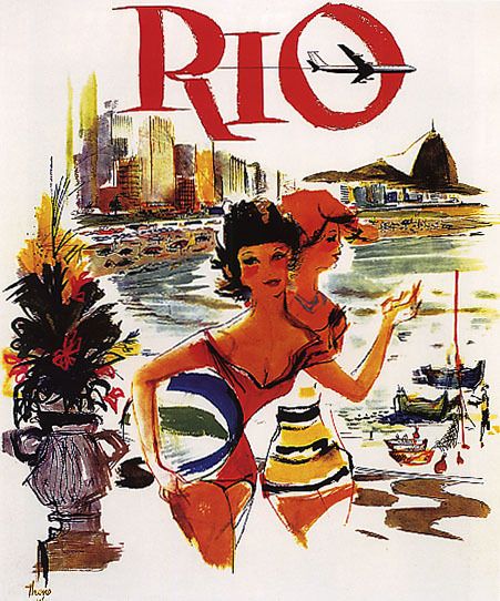Fly to Brazil Toucan South America American Vintage Travel Advertisement Poster