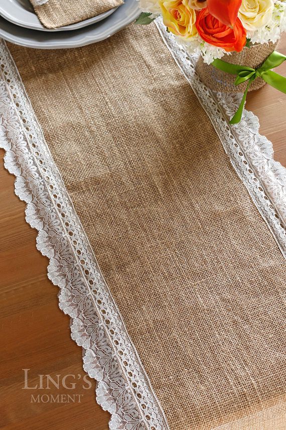 This Vintage Table Runner Is Made Of Natural Hessian And Victorian This Vintage Table Runner Is Made Of Natural Hessian And Victorian Off White Lace Edges On All Sides It Beautiful Give Things In