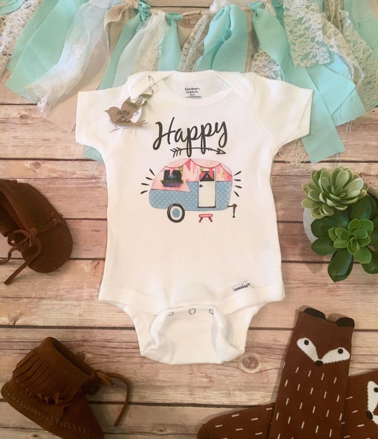 Happy Camper Onesie®, Baby Girl Clothes, Baby Shower Gift, Boho Baby Clothes,...