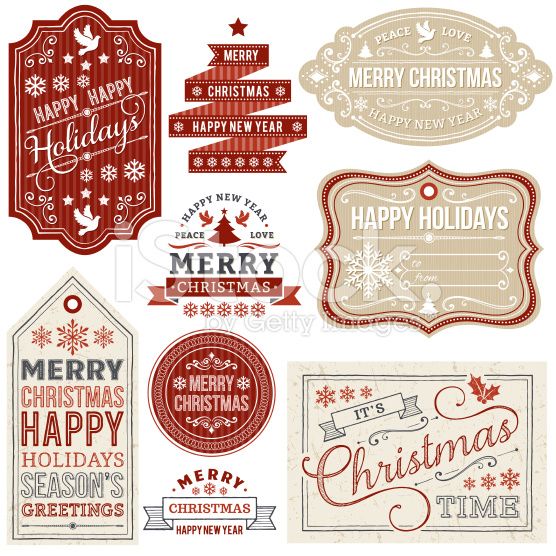 Set of Christmas labels, frames and gift tags. EPS10 file contains... | Christmas labels ...