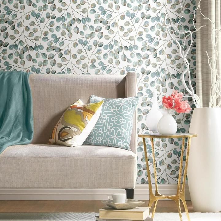 Cat Coquillette Eucalyptus Peel Stick Wallpaper Peel And Stick Wallpaper Room Visualizer Wallpaper