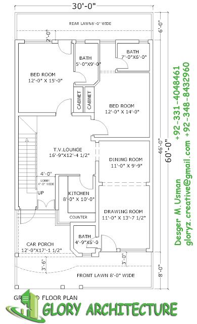 30x60 house plan elevation