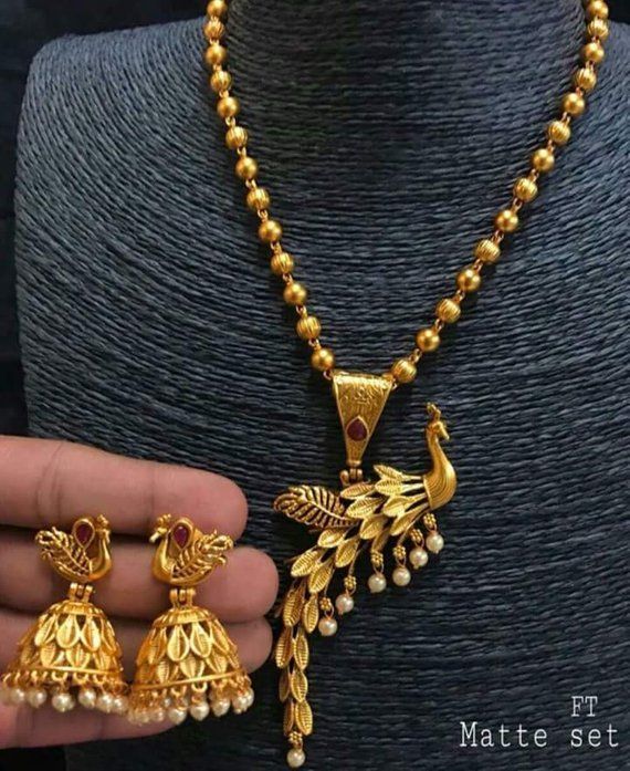 Indian Women Necklace Pendent with Set With Chain Combo Set Gold Plated Jewelry