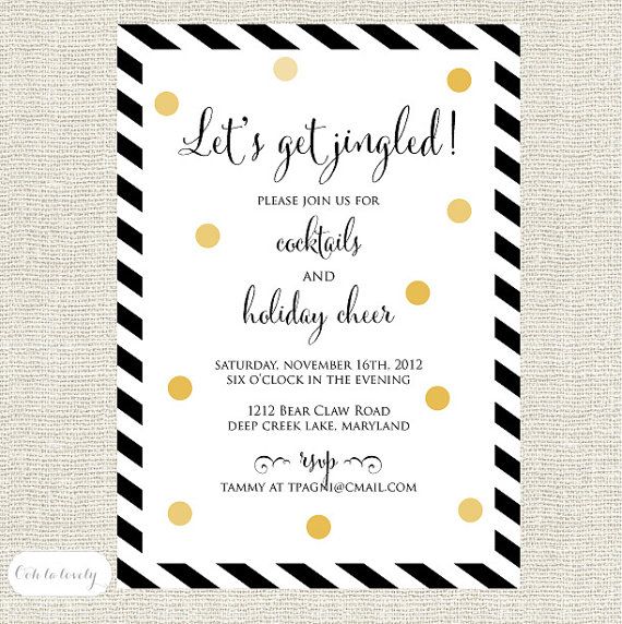 black and gold holiday cocktail party invitation christmas party cocktail invites