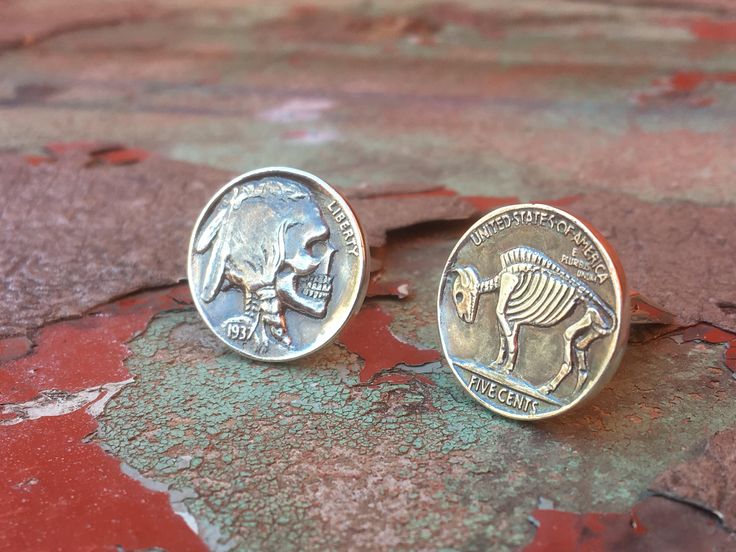 Handmade Vintage Buffalo Indian Nickel coin cuff links Handmade Vintage Buffalo Indian Nickel coin cuff links