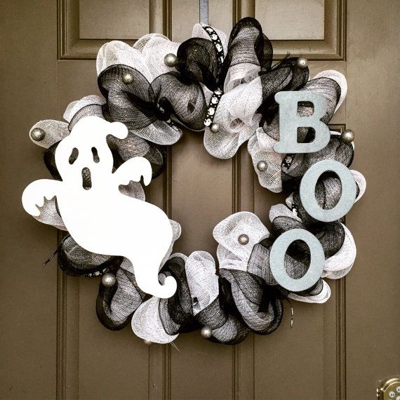 halloween ghost wreath halloween wreath by turquoiseowldesign