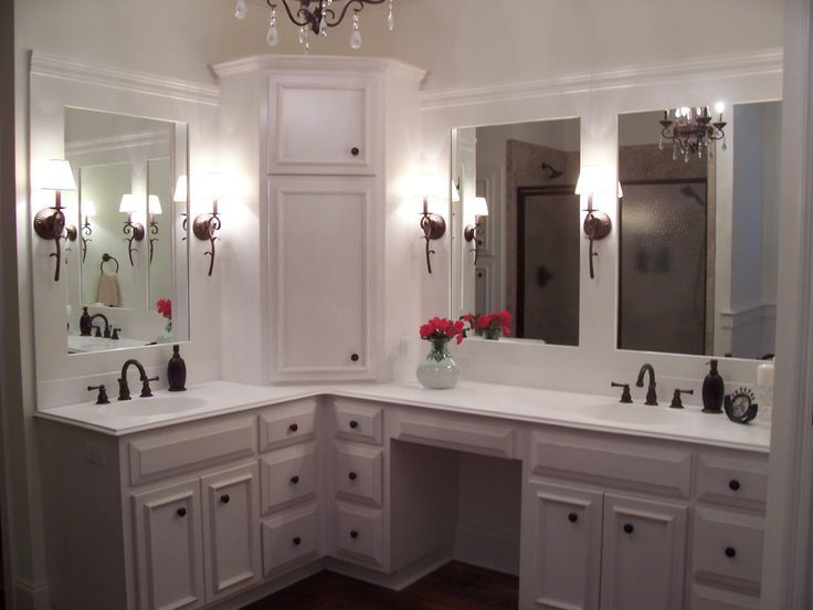 Image Result For Bathroom Makeup Corner With Images Custom Vanity Master Corner Bathroom Vanity, Master Bath Corner Vanity Ideas