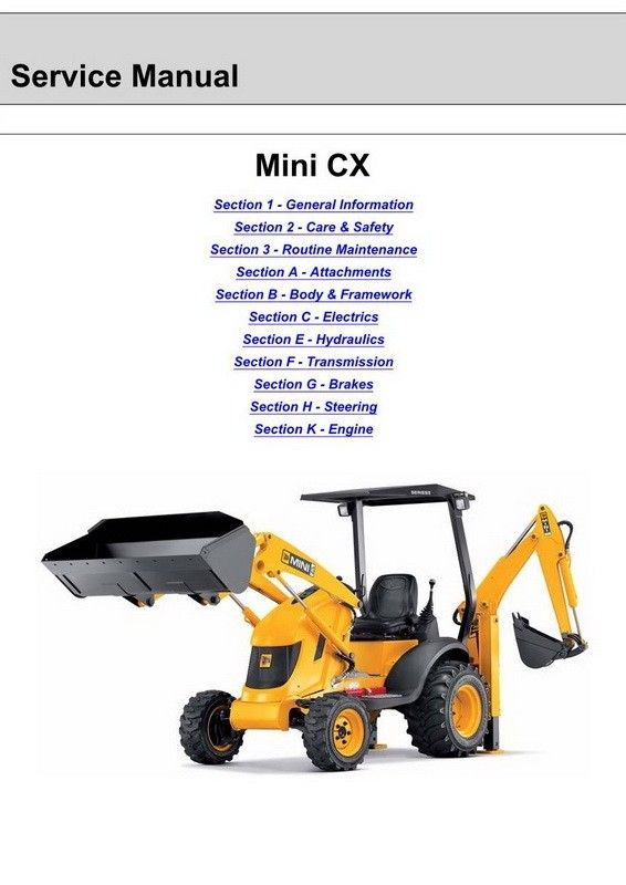 Jcb Mini Cx Backhoe Loader Service Manual 9803 9340 8 Backhoe Loader Backhoe Repair Manuals