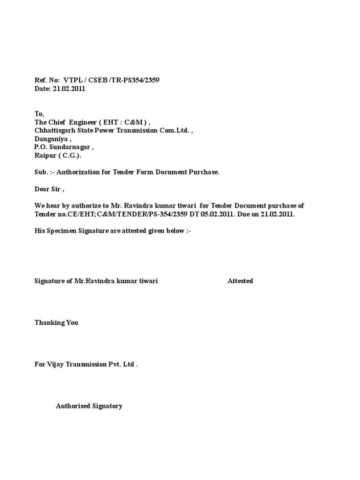 Worksheet Letter For Collection Tender Form Sample Authorization Sample Authorization Letter To Collect Tender Document