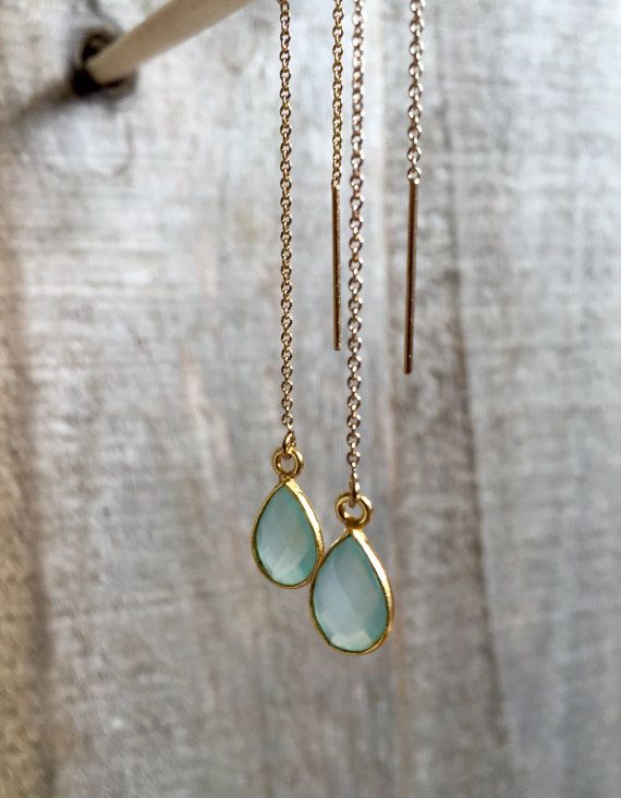 Gemstone threader shop earrings