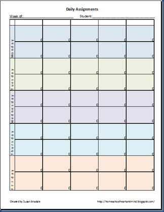 weekly assignment template
