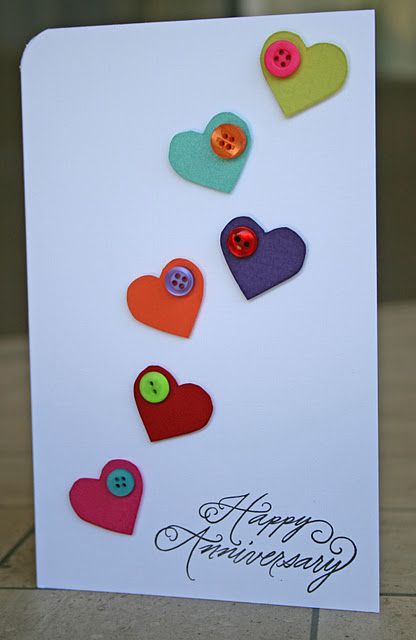 cute heart and button cardfor anniversary valentines or just because - Make Your Own Anniversary Card cute heart and button cardfor anniversary valentines or just because - Make Your Own Anniversary Card