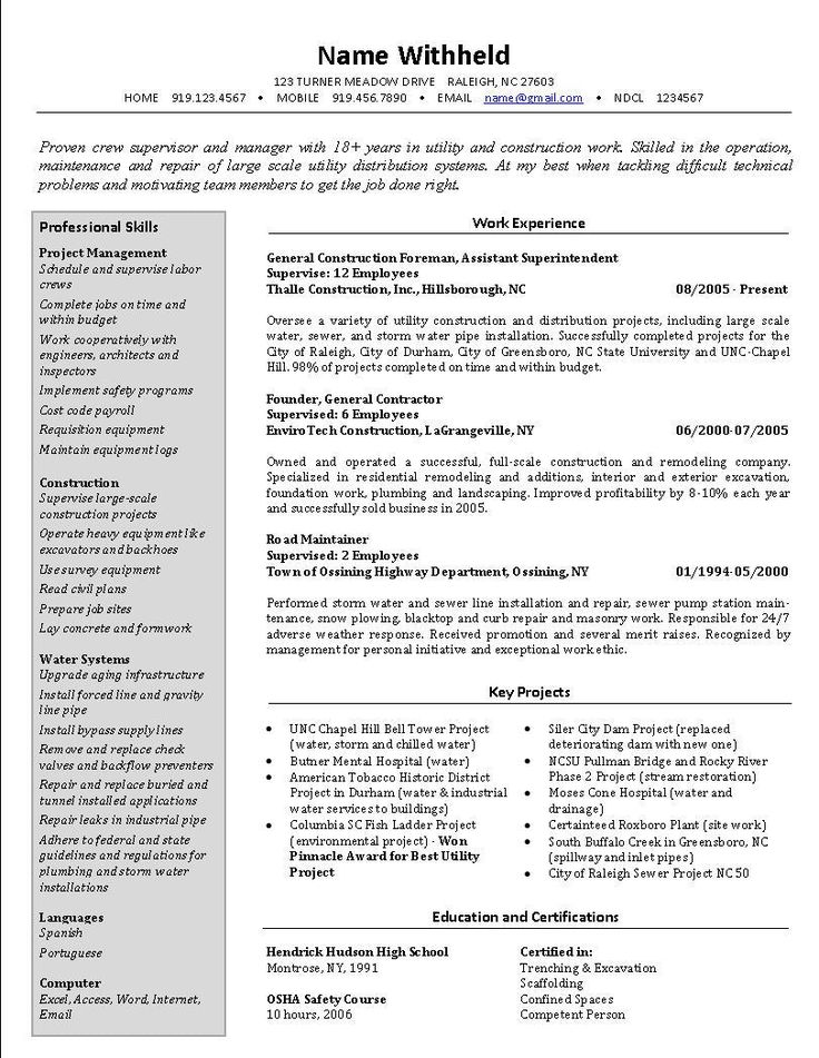 sample superintendent resume