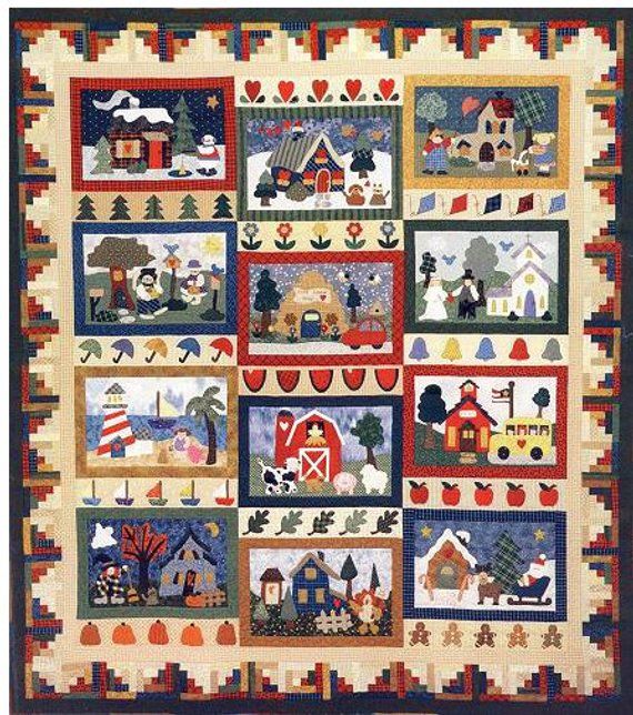 New Applique Quilt Pattern SOMEWHERE IN TIME 55/" x 55/"