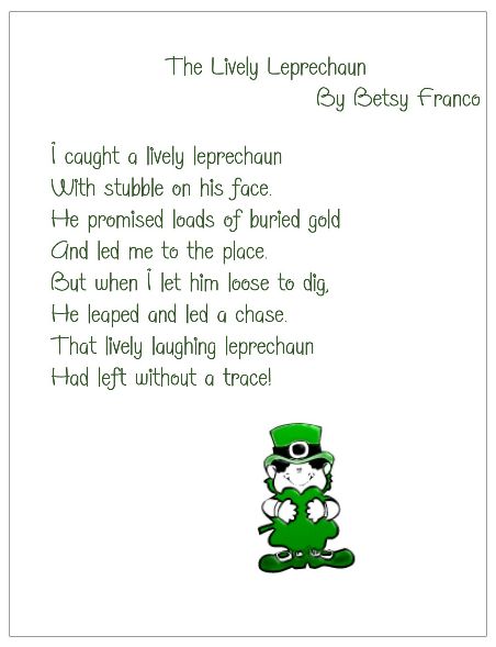 The Lively Leprechaun Poem For St Patrick S Day Free Printable