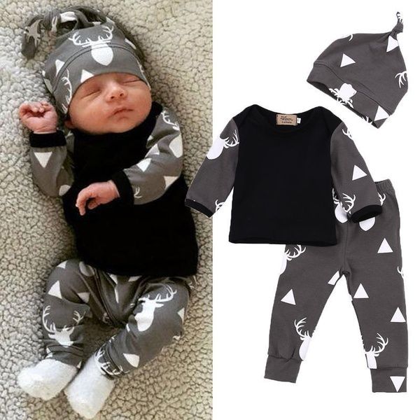 3pcs kids baby boys Girls shirt tops+T shirt+pants Outfits /& set clothing Suit
