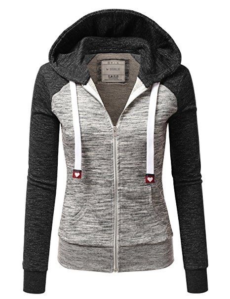 Wofupowga Womens Pocket Drawstring Color Block Zip Coat Hooded Sweatshirts Wofupowga Womens Pocket Drawstring Color Block Zip Coat Hooded Sweatshirts